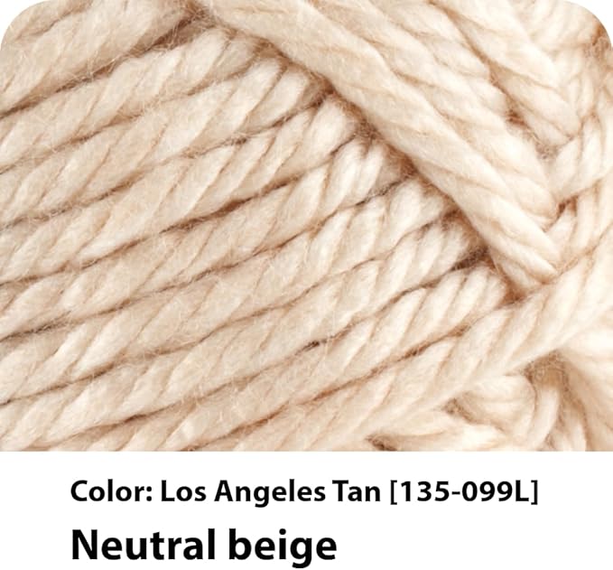 Lion Brand Yarn Hometown Yarn, Super-Bulky Yarn for Knitting, Crocheting, and Crafting, 3 Pack, Los Angeles Tan