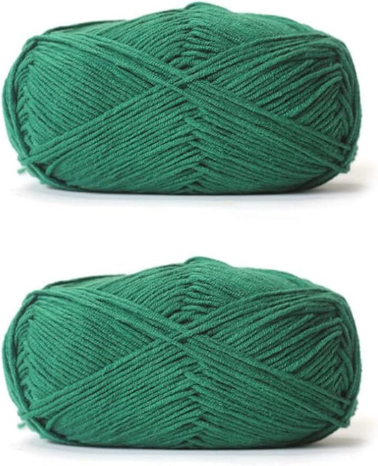 Acrylic & Cotton Blended Knitting and Crochet Yarn Soft Medium Yarn, Breathable and Skin Friendly for Baby Garments, Scarves, Hats, and Craft Projects 200g 53-Dark Green