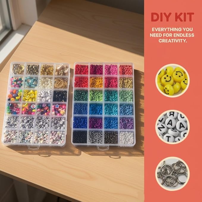 Bracelet Making Kit for Kids Ages 6-12, 8212pcs Jewelry Beads Crafts with Storage Box, DIY Friendship Bracelet Kit for Girls & Boys, Creative Art Gift for Birthday