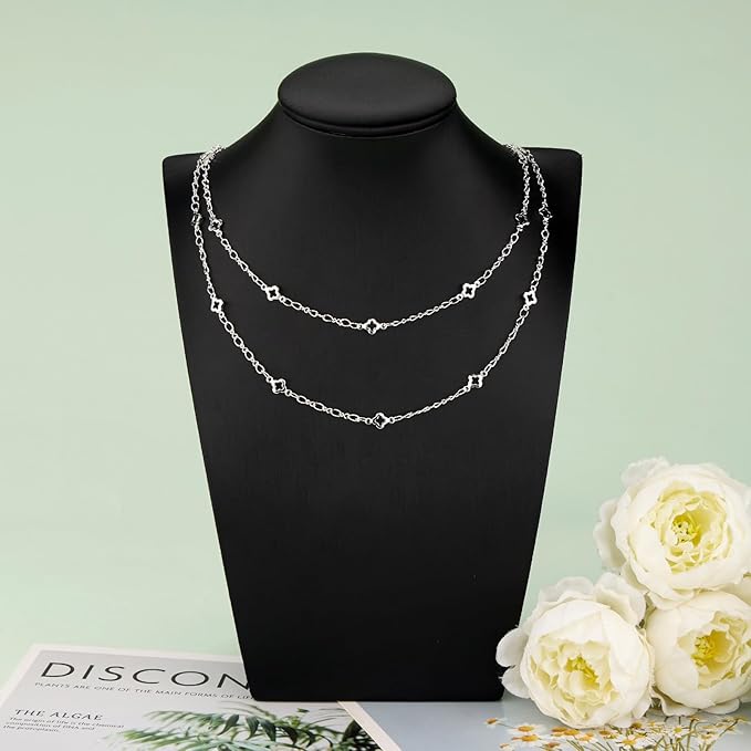 KYUNHOO 16.4 FT/5M Four Leaf Clover Chains for Crafts Silver Jewelry Making Chain Roll on Bulk with Clasps for Women DIY Supply Jewelry Findings