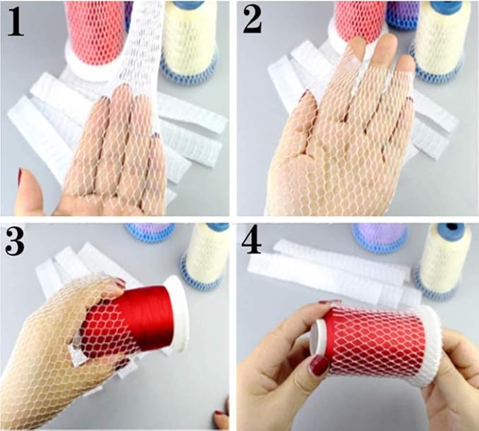 FKUMLUN 20 Yards White Cotton Thread Net for Sewing Embroidery Machine - Expandable, Organizes Thread Spools & Cones, Protects from Tangling, Suitable for Home Embroidery, Sewing, Quilting Machines