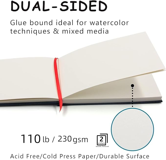 JOY SPOT! 5.5" x 8.5" Watercolor Pad, Pack of 2 (76 Sheets), 110 lb (230 GSM), Acid-Free Paper, Watercolor Book with Linen Bound for Watercolor Techniques and Mixed Media