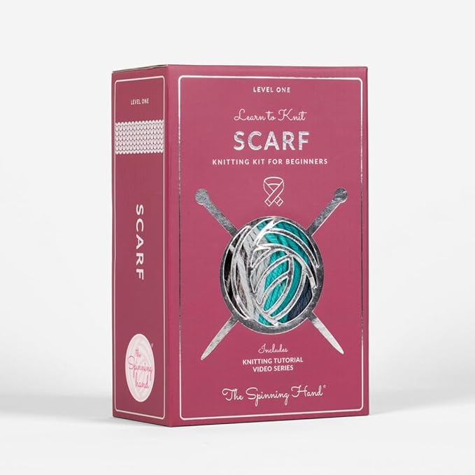 The Spinning Hand Knitting Kit for Beginners Adults – Learn to Knit Scarf Kit with Yarn, Needles & Step-by-Step Video Tutorials – Complete Starter Set (Nebula)