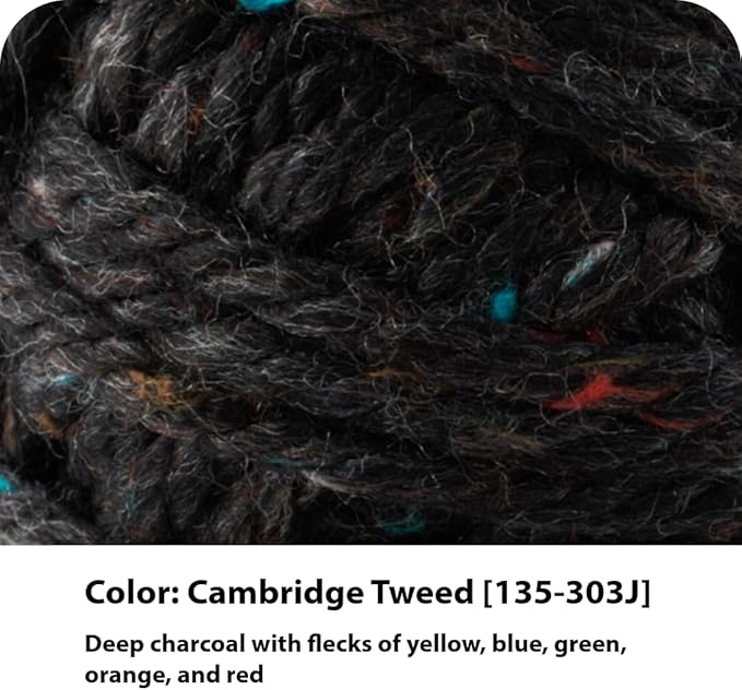 Lion Brand Yarn Hometown Yarn, Super-Bulky Yarn for Knitting, Crocheting, and Crafting, 1 Pack, Cambridge Tweed