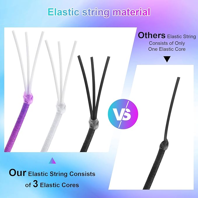 492 Ft Stretchy Bracelet String 1mm Elastic String for Bracelets 3 Roll Elastic String Elastic Cord for Jewelry Making Necklaces Beading Crafts with Scissors & Beading Needle(Rainbow, White, Black)
