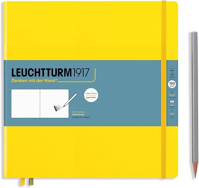 Leuchtturm1917 - Square Hardcover Sketchbook (Lemon) - 112 Pages of 150g/m² Paper