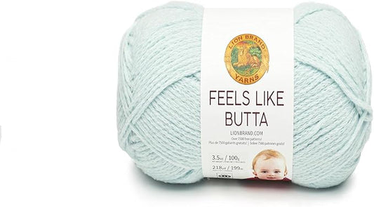 Lion Brand Yarn, Feel Like Butta Velvety Soft Yarn for Knitting, Crochet, and Crafts, Ice, 1 Pack, Chenille Like Fiber for Plush Baby Blankets, Amigurumi Toys, and Worsted Weight Sweaters