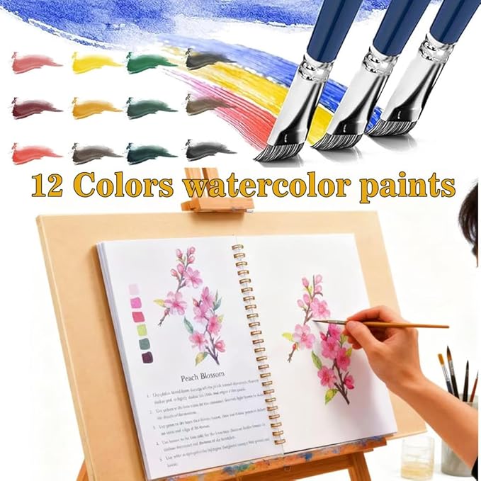 Watercolor Workbooks Coloring Book Beginner Friendly Painting Kit Easy Nature Scenes Paint Set Art Crafts for Creative Exploration Gift for Adults (Seaside, with Palette)