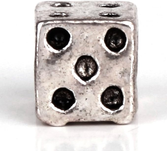 RUBYCA 30pcs Tibetan Silver Tone Spacer Beads Fit European Charms Bracelet Dice Design