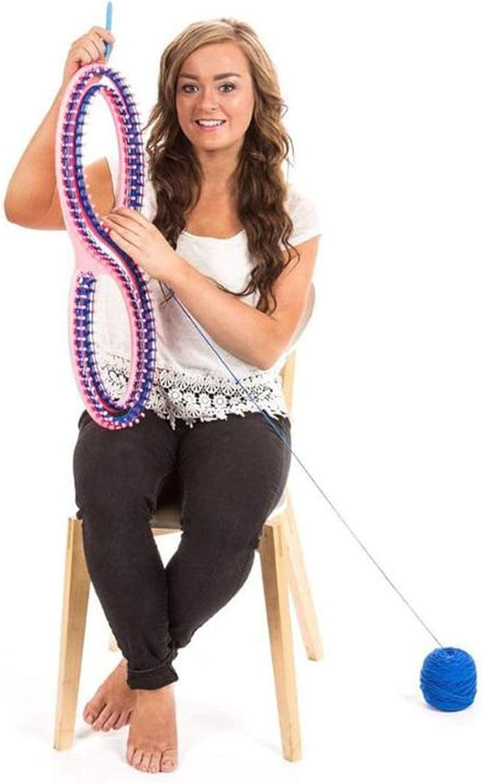 WAYION 55" Afphgan Serenity Loom Knitting Board Weave Loom Kit with Step by Step Instructions Great for The Experienced Loom Knitter(Blue/Pink) (Pink)