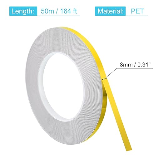 uxcell Metallic Tape, 0.31 in x 164 ft Self Adhesive Metalized Polyester Film Tape Waterproof Shiny Washi Tape for Walls Graphic Arts Gifts Wrapping Crafts Decoration, Gloss Gold