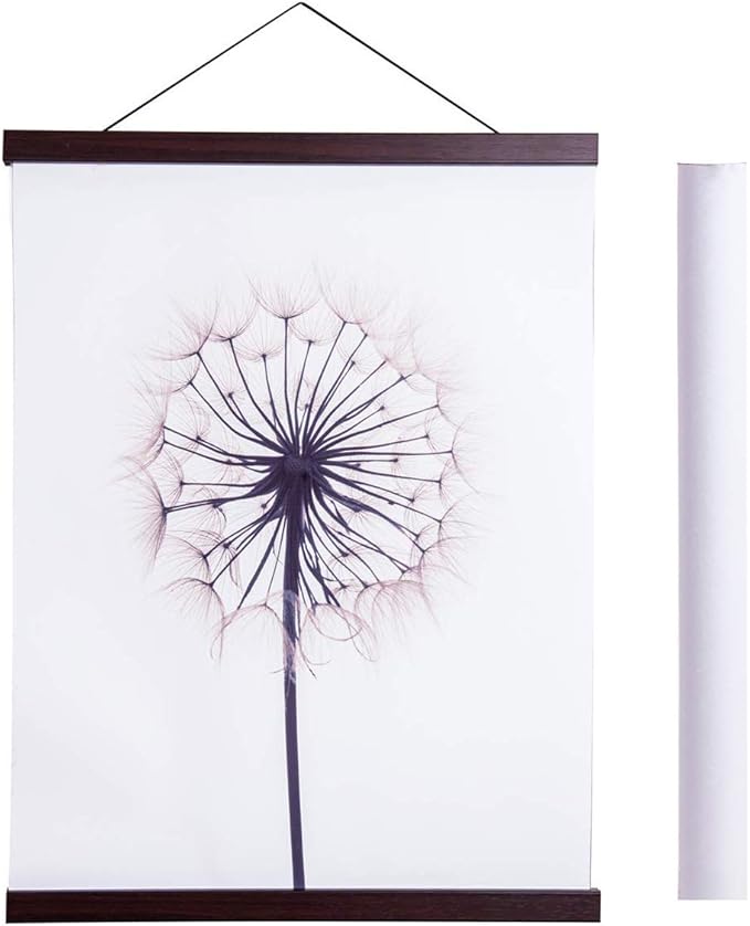 Artmag Magnetic Poster Hanger Frame, 16x24 16x22 16x20 Light Wood Wooden Magnet Canvas Artwork Print Poster Hangers Frames Hanging Kit (Walnut, 16")
