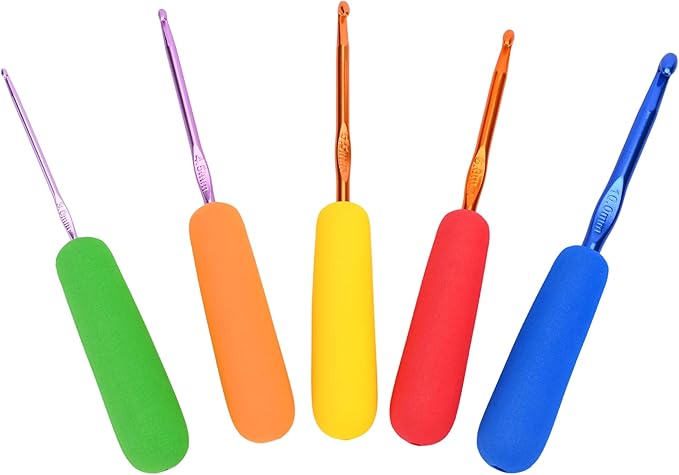 Crochet Hook Grip Ergonomic Grips Crochet Handle Multi-Size Ergonomic Crochet Hook Handle Attachment Fits 2mm-10mm Hooks-Great for Comfort and Arthritic Hands (Only EVA Handle)