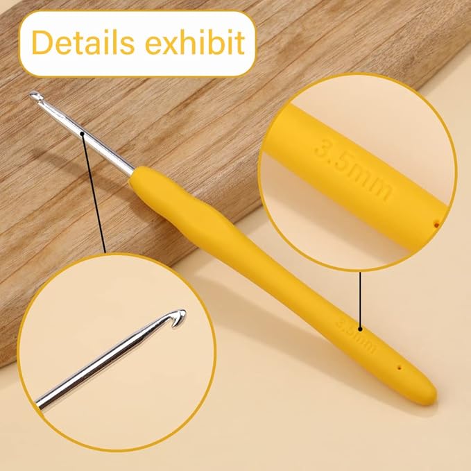 3.5 mm Crochet Hook, Ergonomic Handle for Arthritic Hands, Extra Long  Knitting Needles for Beginners and Crocheting Yarn (3.5 mm)