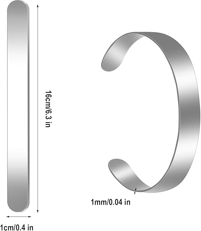 Hicarer 18 Pieces Adjustable Cuff Bracelet Blanks Stainless Steel Bangle Blanks DIY Cuff Bracelet Blank for Making Presents Stamping Jewelry, 3/ 8 x 6 Inches