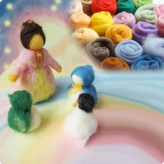 3.53oz Wool Roving, Wool Felting Supplies, Pure Wools, Chunky Yarn, Spinning Wool Roving for Needle Felting Wet Felting DIY Hand Spinning (Dark Green)