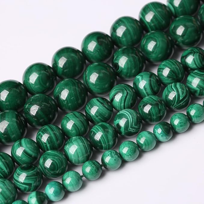 19pcs 10mm Natural Green Malachite Beads AAA Gemstone Round Loose Beads for Jewelry Making DIY Bracelets Necklaces Crystal Energy Healing Stone Beads 7.5" (Natural Malachite, 10mm)