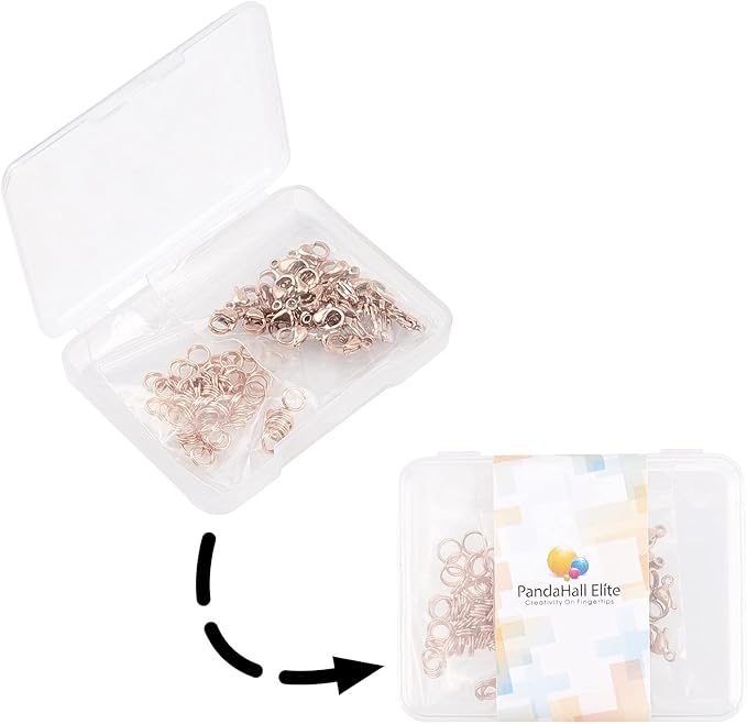 PandaHall 60 pcs 5mm 304 Stainless Steel Jump Rings with 30 pcs Lobster Claw Clasps for Earring Bracelet Necklace Pendants Jewelry DIY Craft Making, Rose Gold