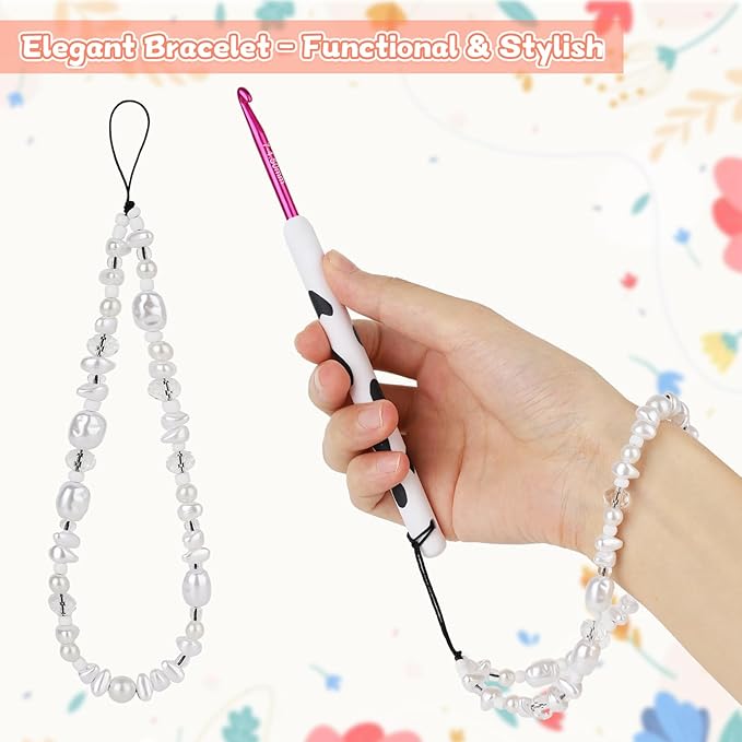 Coopay Crochet Hooks, Crochet Hook with Soft Polymer Clay Handle and Attached Bracelet - Stylish & Practical - 4.5mm (7)