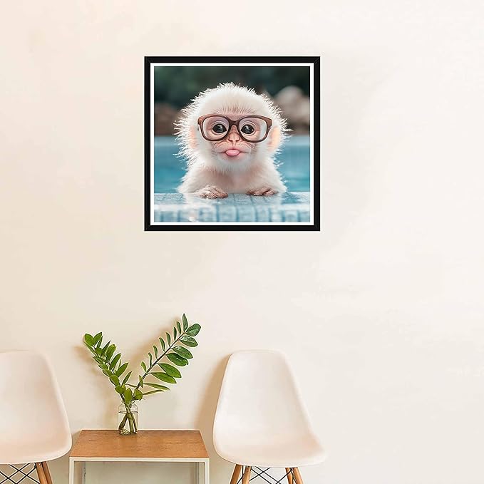 SKRYUIE 5D Diamond Painting Kits Monkey - DIY Diamond Art Kits for Adults Animal, Full Round Drill - Crystal Embroidery Cross Stitch - Craft for Wall & Office Decor - 12x12 Inch e4