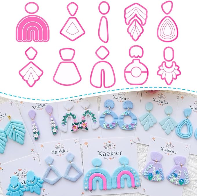Xaekicr Abstract Shapes Polymer Clay Cutters Set – Clay Cutters for Polymer Molds, Clay Earring and Versatile Tools
