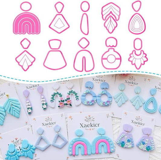 Xaekicr Abstract Shapes Polymer Clay Cutters Set – Clay Cutters for Polymer Molds, Clay Earring and Versatile Tools