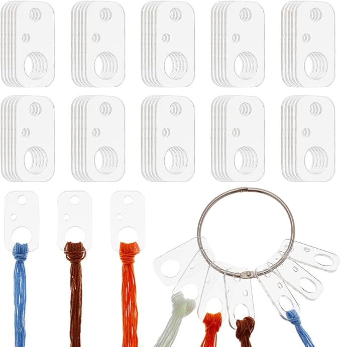 OLYCRAFT 50Pcs Clear Acrylic Bobbins with Hinged Ring Rectangle Acrylic Bobbins Cross Stitch Tread Bobbins Sewing Thread Winding Thread Bobbins Organizers for Sewing Storage DIY Crafts