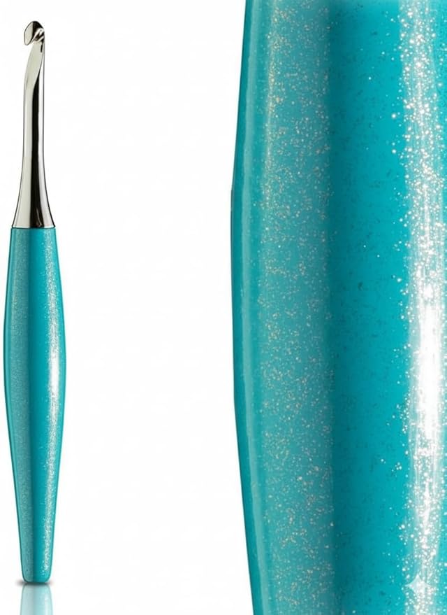 Furls Crochet Hook, Odyssey Turquoise, Nickel Plated Tip for Effortless Glide, Ergonomic Handle Crochet Hooks 7" (Odyssey - Turquoise, (G+) 4.50MM)