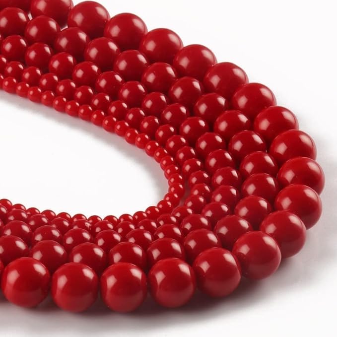 Stone Beads, 60pcs Red Agate, 6mm Round Loose Beads for Jewelry Making, Bracelets, with Bag, String & Card