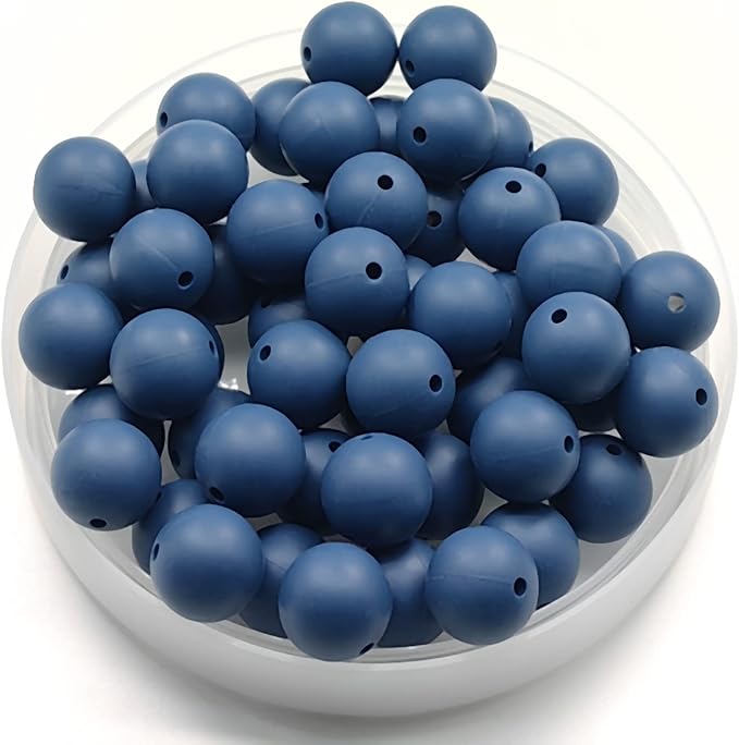 60Pcs 15mm Round Rubber Silicone Bead Bulk Loose Beads Gorgeous Making Kit for Keychain Tassels Necklace Bracelet Jewelry DIY Crafts Making