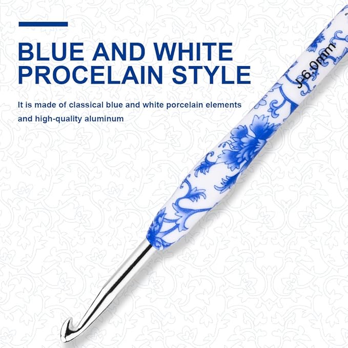 BCMRUN 6 mm(J) Crochet Hook, Ergonomic Handle for Arthritic Hands, Soft Rubber Grip Extra Long  Knitting Needles for Beginners and Knitting Crocheting Yarn (6.0mm-J)