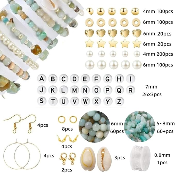 Basigeese Jewelry Making Supplies Kit Natural Stone Beads Irregular Gemstone Beading with for DIY Craft Bracelet Necklace Earrings for Adults (Amazonite)
