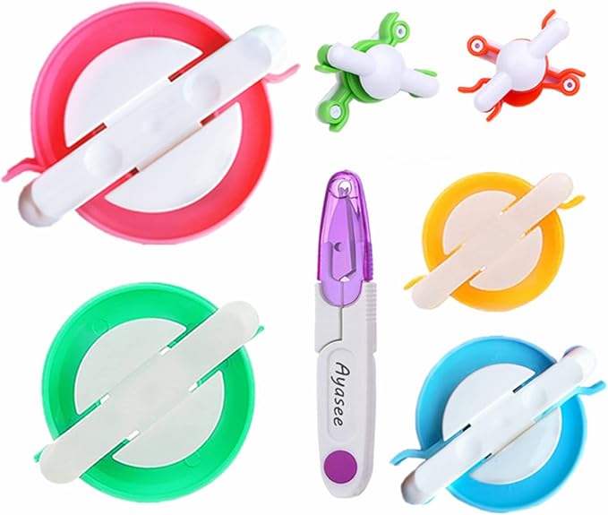 Pompom Maker Kits, Pom pom Knitting Loom Kit Fluff Ball Weaver Needle Craft DIY Knitting Crochet Craft Tool Kit, 6PS Pompom Maker+ 1PS Scissors (7)