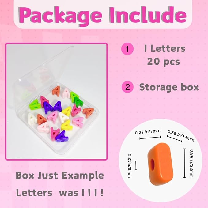 Maerolre 20Pcs Large Letter Beads, 20mm Big Acrylic Bubble Alphabet Beads, Colorful Plastic Beads for DIY Keychains, Jewelry Making, Phone Crafts Projects- I