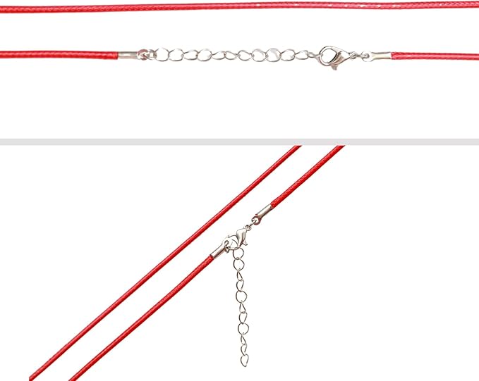 10 Pcs 2.0mm Leather Necklace Cords with Clasp,Waxed Cords,Necklace Ropes for Pendants and Jewelry Making(Red)