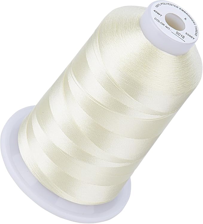 Simthread 5500Yds Embroidery Thread, 5000M High-Yardage 40WT 100% Polyester Thread – 170+ Vivid Colors, High-Speed Rated – Compatible with Brother, Singer, Janome & More - Soft Sunlight S018