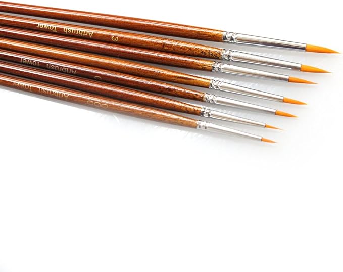 Fine Detail Paint Brush Set - 7 Pieces Miniature Brushes for Watercolor, Oil, Acrylic Painting, Airplane Kits