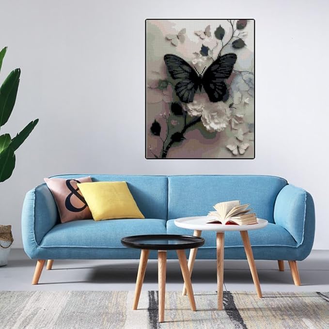 Butterfly Flower Stamped Cross Stitch Kits Flowers Cross Stitch Patterns,Dimensions Cross Stitch Kits Embroidery Kit Arts and Crafts for Beginners 15.7x11.8 inch