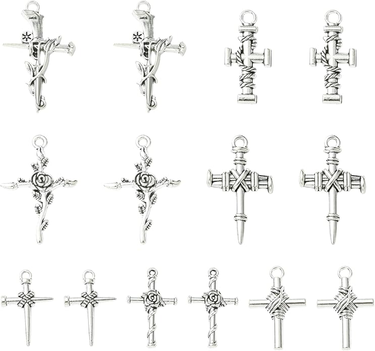 Antique Silver Cross Drink Insect Animal Theme Charms for DIY Jewelry Bracelet Necklace Earring Keychain Decor