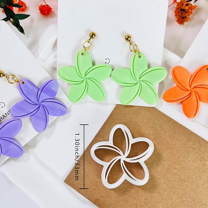 Xaekicr Tropical Flower Polymer Clay Cutter – 5 Petal Clay Earring Cutter for DIY Floral Jewelry – Clay Tools for Polymer Clay Earrings & Handmade Crafts – Simple Cutter for Summer Designs