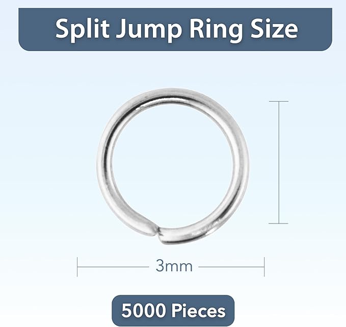 Mandala Crafts Assorted Silver Color Jump Rings Jewelry Findings Metal O Rings for Jewelry Making Supplies - 5000 3mm Small Open Jump Rings Kit for Necklace Earring