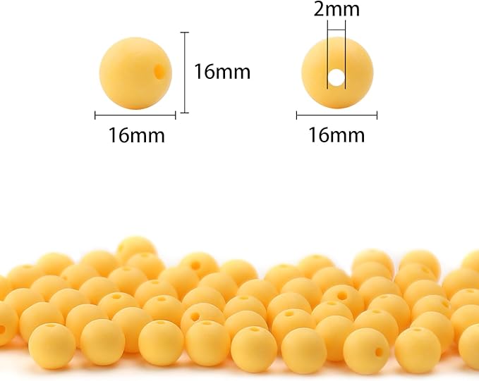 bonny boxx 60pcs 16mm matte yolk yellow acrylic round beads, frosted plastic resin bubblegum balls chunky gumball beads for necklace and bracelet making, crafting supplies
