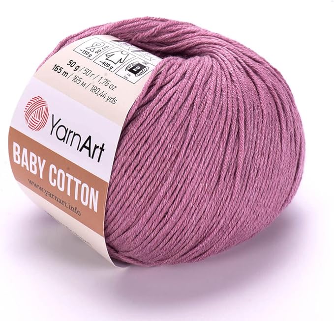 YarnArt Baby Cotton Yarn - Soft Knitting Yarn for Baby & Summer, 50% Cotton 50% Acrylic, 1.76 Oz, 180.44 Yds, Ideal for Amigurumi & Crochet Projects (1, 419)