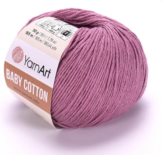 YarnArt Baby Cotton Yarn - Soft Knitting Yarn for Baby & Summer, 50% Cotton 50% Acrylic, 1.76 Oz, 180.44 Yds, Ideal for Amigurumi & Crochet Projects (1, 419)