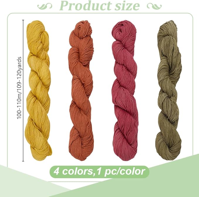 FREEBLOSS 4Pcs Sashiko Thread 110 Yards*4 Colors Natural Dyeing Cotton Embroidery Thread Japanese Quilting & Embroidery Sashiko Kit Supplies