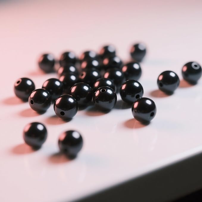 Laopottbeads 800 Pcs Black 8MM Pearl Beads for Jewelry Making Round Pearl DIY Kit for Bracelets, Earrings, Necklaces & Anklets