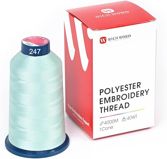 Poolin Embroidery Machine Thread Richword Selected Blue 4000M 40WT Polyester Embroidery Thread – Smooth, Strong Single Spool for Home & Commercial Machines 0247