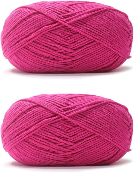 Acrylic & Cotton Blended Knitting and Crochet Yarn Soft Medium Yarn, Breathable and Skin Friendly for Baby Garments, Scarves, Hats, and Craft Projects 200g 13-Rose