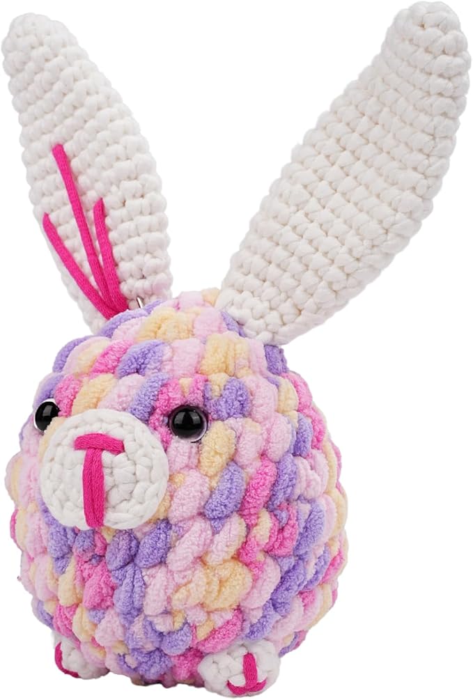 Vanttokeey Crochet Kit for Beginners, Animal Amigurumi Crochet Kits Included, Step-by-Step Video Tutorials, Beginner Crochet Kit for Adults and Kids, Crocheting Starter Set (Bunny)