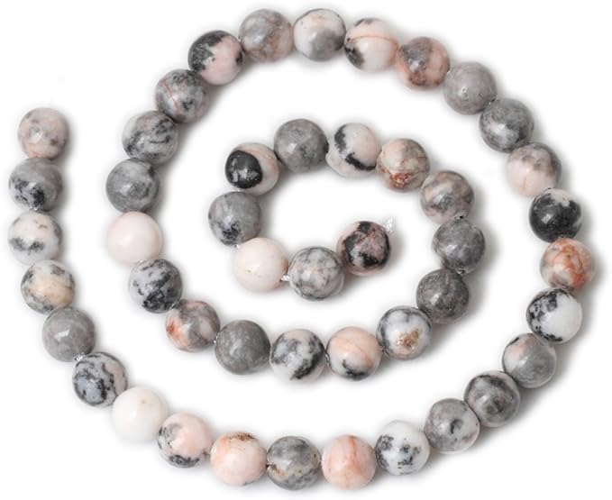 cheavian 45pcs 8mm natural pink zebra jasper round loose beads for jewelry making diy handmade 1 strand 15"